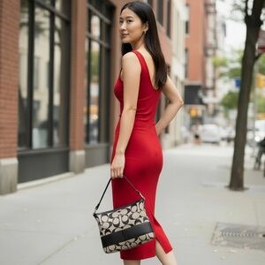 Coach 2009 signature logo stripe swing pack bag